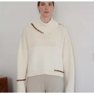 The Knotty Ones 'Sturmai' Merino Wool Turtleneck in Sea Salt